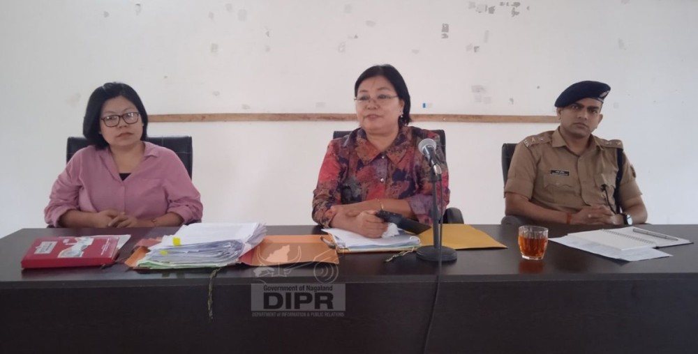 Sara S Jamir chairing the monsoon preparedness meeting at Niuland on May 13.  (DIPR Photo)